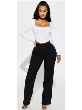 Fashion Nova Simply Basic Stretch Straight Jeans Black Sz 15